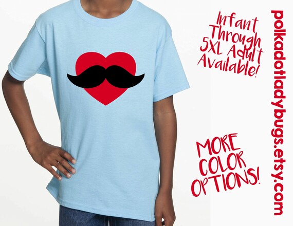 Valentines Day Mustache Heart Love Shirt Custom T Shirt Etsy 