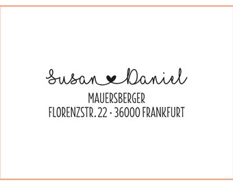 Stempel-Adresse | Adressstempel Familie #155 | Herz | Liebe | Name | Umzug | Geburtstagsgeschenk | personalisiert | individualisiert