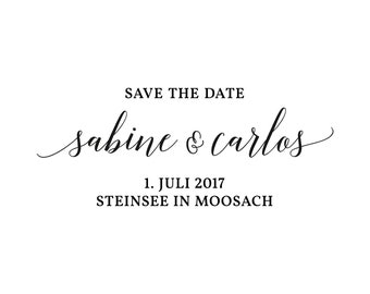 Stempel SAVE THE DATE mit Name und Datum und Ort #76 | Hochzeitseinladung | Hochzeitsdekoration | Brautpaar | Hochzeitsstempel