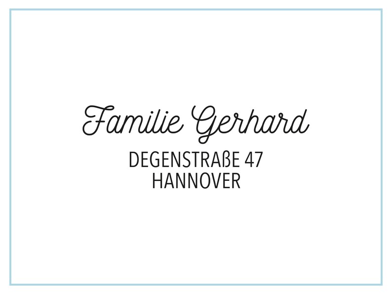 Adressstempel Stempel Adresse Familie Name 81 Name Umzug Geburtstagsgeschenk Absender personalisiert individualisiert Bild 1