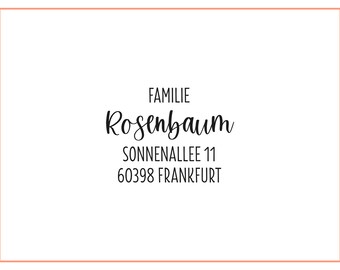 Adress-Stempel #234 | Adressstempel Familie | Name | Umzug | Geburtstagsgeschenk | Adresse | Geschenk personalisiert | Weihnachten