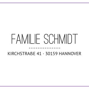 Stempel Adresse Adressstempel Familie 26 Name Umzug Geburtstagsgeschenk Absender Geschenk personalisiert individualisiert Bild 1