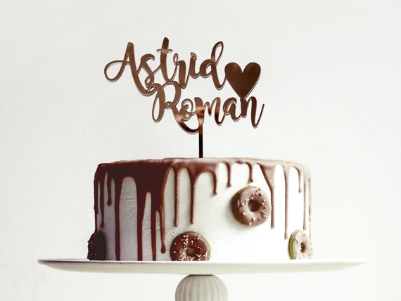 personalisiert Wunschnamen Tortenstecker Hochzeit Cake Topper Plexiglas Acryl 
