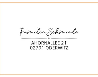 Adress Stempel #236 | Adressstempel Familie | Name | Umzug | Geburtstagsgeschenk | Adresse | Geschenk personalisiert individualisiert