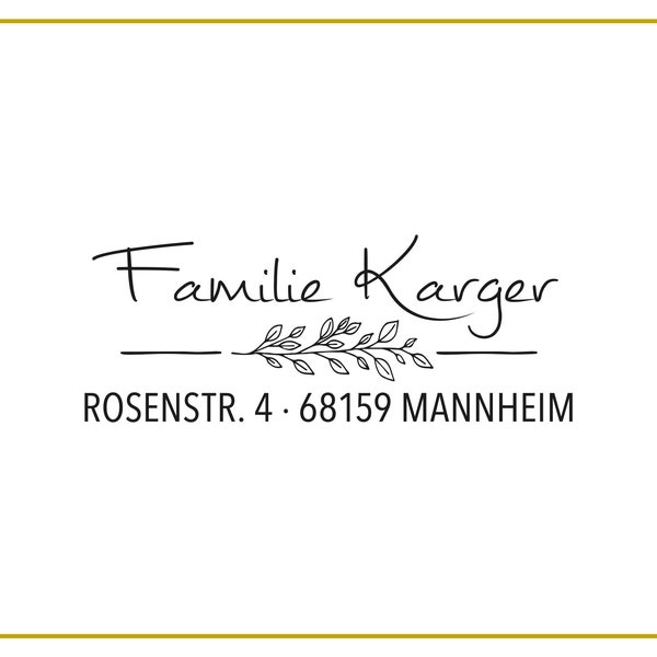 Adress-Stempel #233 | Adressstempel Familie | Name | Umzug | Geburtstagsgeschenk | Adresse | Geschenk personalisiert | Gräser | Blatt