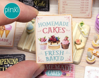 Miniature Homemade Cakes Sign — Handmade sign for adult collectors only. Not a toy; not for play or children’s dollhouse.