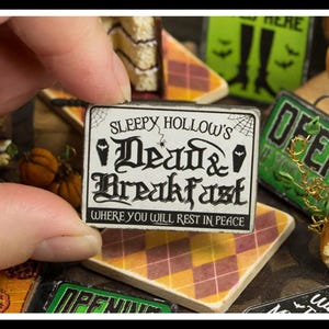 Miniature Halloween Wooden Wooden Sign - 12th / 6th Scale - Handmade for adult collectors only.