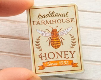 Miniature Honey Bee Wooden Sign - 12th / 6th Scale - Handmade for adult collectors only.