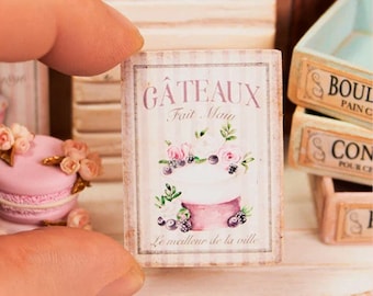 Miniature French Patisserie Wooden Sign - 12th / 6th Scale - Handmade for adult collectors only.