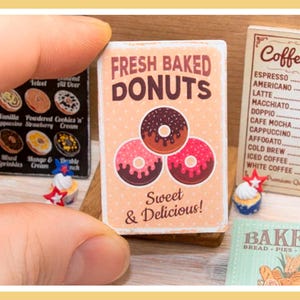 Miniature Fresh Baked Donuts Wooden Sign - Handmade for adult collectors only.