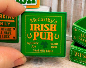 Personalized Miniature Irish Pub Sign – 12th Scale Dollhouse Decor