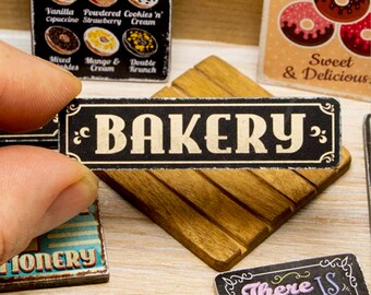 Miniature Bakery Wooden Sign - 12th / 6th Scale - Handmade for adult collectors only.