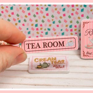 Miniature Tea Room Wooden Sign - Handmade for adult collectors only.
