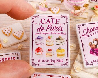 Miniature French Patisserie Wooden Sign - Handmade for adult collectors only.