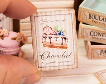 Miniature French Patisserie Shop Wooden Sign - 12th / 6th Scale - Handmade for adult collectors only.