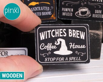 Miniature Witches Brew Wooden Sign - Handmade for adult collectors only.
