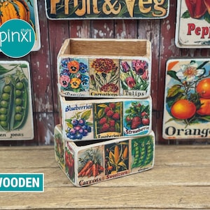 SMALL - 1/12th Scale - Garden Seed Packet Box - ADULT COLLECTORS - Handmade Miniature Model, Diorama, Dollhouse, Box / Tray / Crate.