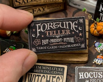 Miniature Fortune Teller Wooden Sign - 12th / 6th Scale - Handmade for adult collectors only.