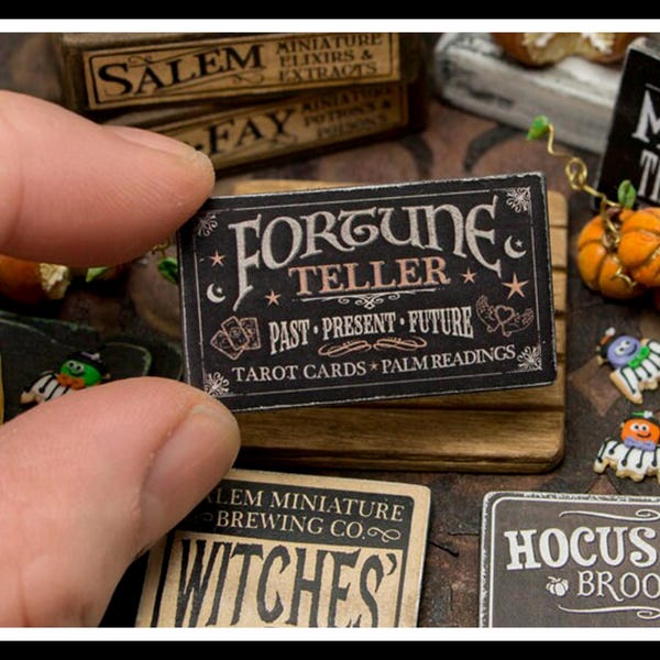 Miniature Fortune Teller Wooden Sign - 12th / 6th Scale - Handmade for adult collectors only.