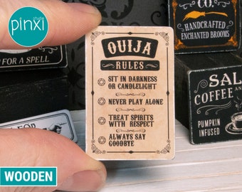 Dollhouse Miniature Ouija Rules Sign - Fortune Sign - Handmade Dollhouse Miniature Sign Accessory 1/12th, 1/6th Scale