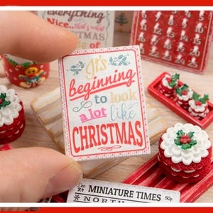 Handmade Miniature Christmas Wooden Sign - 12th / 6th Scale - Handmade for adult collectors only.