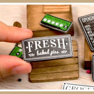 Miniature Fresh Baked Pies Wooden Sign - Handmade for adult collectors only.