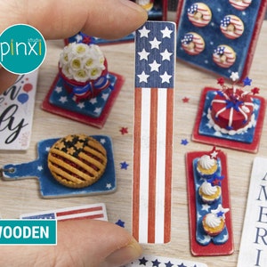 Miniature American Flag Porch Wooden Sign - Handmade for adult collectors only.
