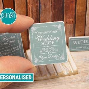 PERSONALISED Bridal / Wedding Sign - Handmade miniature for adult collectors only. Not a toy; not for play or children’s dollhouse.