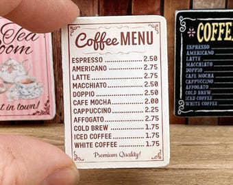 Miniature Coffee Menu Wooden Sign - Handmade for adult collectors only.