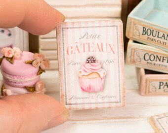 Miniature French Patisserie Shop Wooden Sign - Handmade for adult collectors only.