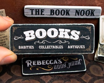 Miniature Books Wooden Sign - Handmade for adult collectors only.