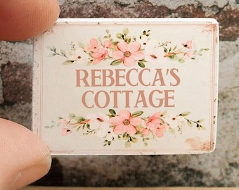 Personalized Dollhouse Sign - Miniature Floral Cottage, 12th Scale