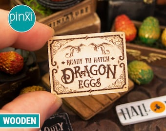 Dollhouse Miniature Dragon Eggs Sign - Miniature Wooden Sign - Handmade Dollhouse Miniature Sign Accessory 1/12th, 1/6th Scale