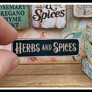 Miniature Garden Herbs and Spices Wooden Sign - Handmade for adult collectors only.
