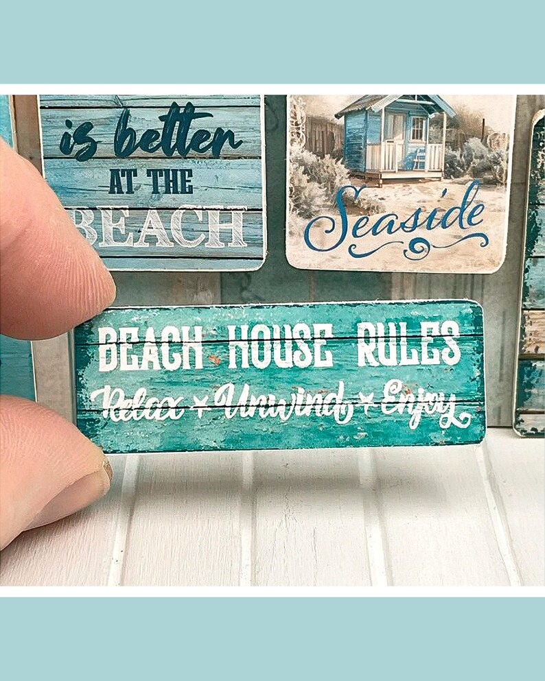 Miniature Beach Rules Wooden Sign - 12th / 6th Scale - Handmade for adult Dollhouse collectors only.