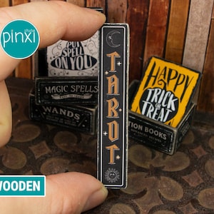 Miniature Halloween Tarot Porch Leaner Sign — Handmade sign for adult collectors only. Not a toy; not for play or children’s dollhouse.