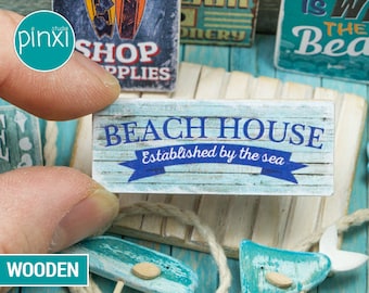Dollhouse Miniature Beach Sign - Beach Hut Sign - Beach House - Handmade Dollhouse Miniature Sign Accessory 1/12th, 1/6th Scale
