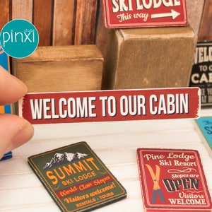 Miniature Welcome To Our Cabin Wooden Sign - Handmade for adult collectors only.