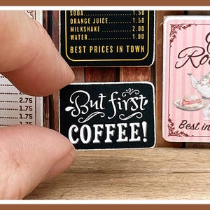 Miniature 'But First Coffee' Wooden Sign - Handmade for adult collectors only. image 1