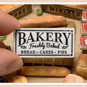 Miniature Bakery Wooden Wooden Sign - Handmade for adult collectors only.