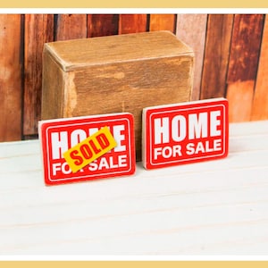 Miniature Home For Sold Sign - Handmade Adult Collectibles