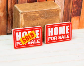 Miniature Home For Sold Sign - Handmade Adult Collectibles