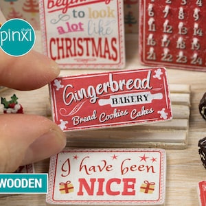 Miniature Gingerbread Bakery  Sign — Handmade sign for adult collectors only. Not a toy; not for play or children’s dollhouse.