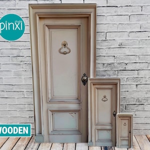 Victorian Faux Door – Card stock on wood - Handmade miniature for adult collectors only. Not a toy; not for play or children’s dollhouse