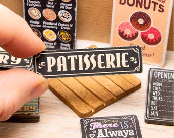Miniature Patisserie Wooden Sign - 12th / 6th Scale - Handmade for adult collectors only.