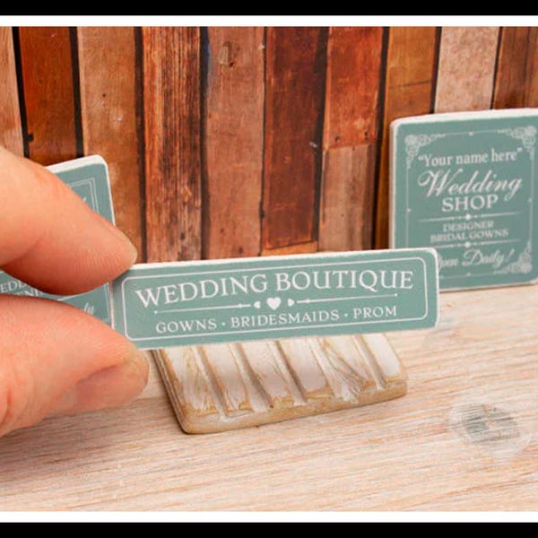 Miniature Bridal Boutique Wooden Sign - Handmade for adult collectors only.