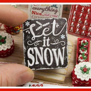 Miniature Christmas Wooden Sign – Let It Snow, 1/12th 1/6th Scale