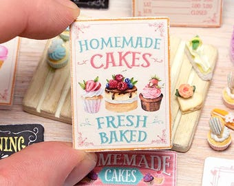 Miniature Homemade Cakes Wooden Sign - Handmade for adult collectors only.