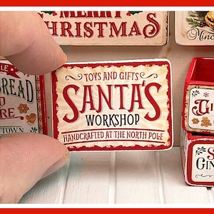 Miniature Santa's Workshop Wooden Sign - Handmade for adult collectors only. Bild 1