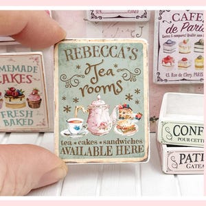PERSONALISED / CUSTOM - 12th / 6th Scale Miniature Dollhouse Tea Rooms Cafe Wooden Sign - Handmade for adult collectors only.